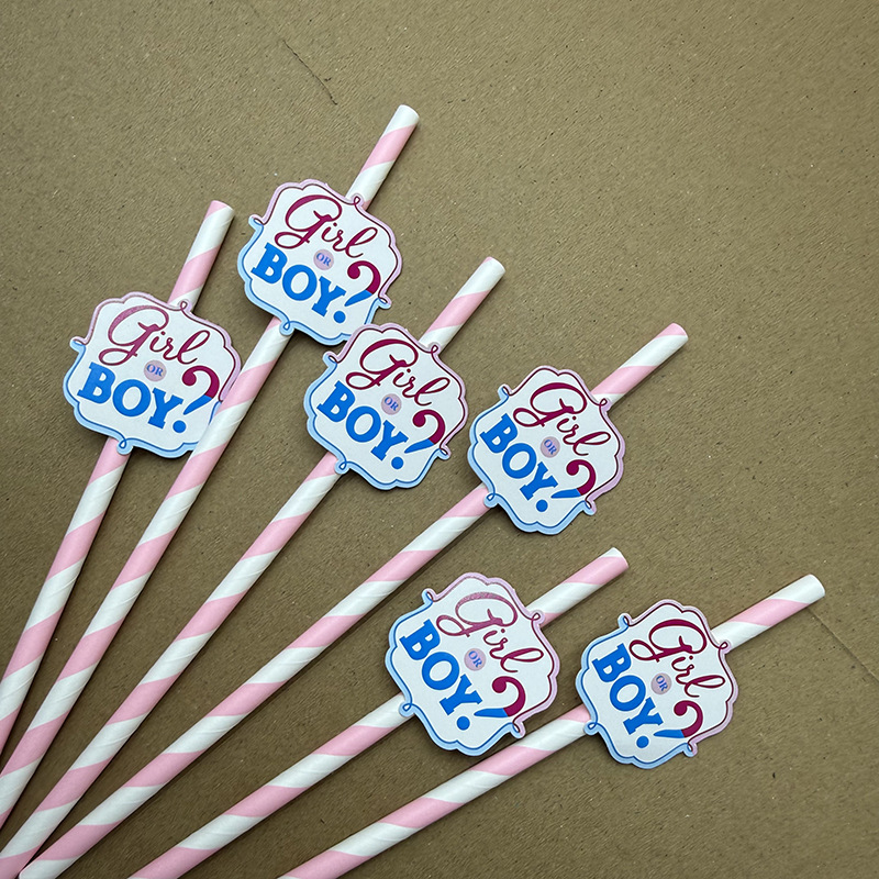 Papel de fiesta transfronteriza para niños niñas tarjetas de paja desechable postre fiesta decoración paja