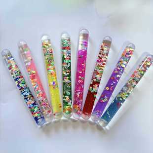 Cross-Border Liquid Glitter Stick Short Decompression Rotating Stick Short Oil-Filled Quicksand Stick Timer Decompression Artifact