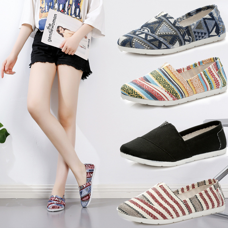 21 Spring and summer new pattern Old Beijing Cloth shoes Lazy man Single shoes lady Cloth shoes Korean Edition leisure time Flat bottom pregnant woman Cloth shoes