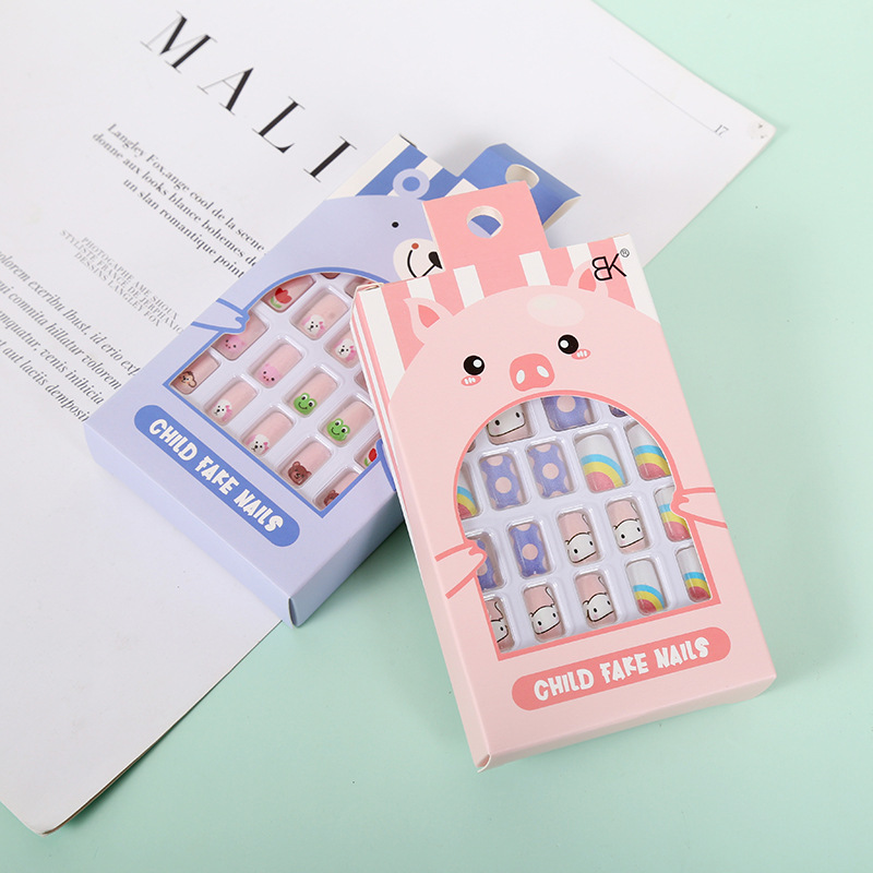 儿童卡通可爱穿戴甲指甲贴 女孩公主指甲贴片美甲贴纸可拆卸批发|ms