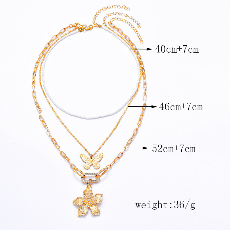 1 Set Fashion Butterfly Alloy Plating Rhinestones Womenu0027S Pendant Necklace