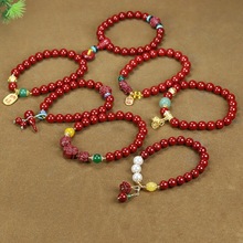 天然朱砂平安扣貔貅手串手工串珠高含量紫金砂珍珠手链