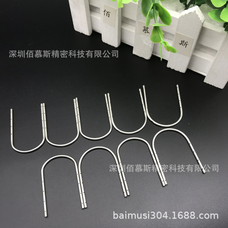 不锈钢毛细管折弯 心脏固定器配件U型管打孔 开槽 导流管加工