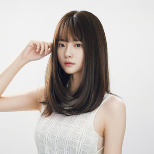 Wig Natural Long Hair Long Straight Hair New Women's Full Head Cover Realistic Foreign Trade Air Net Red Pear Flower Head Factory