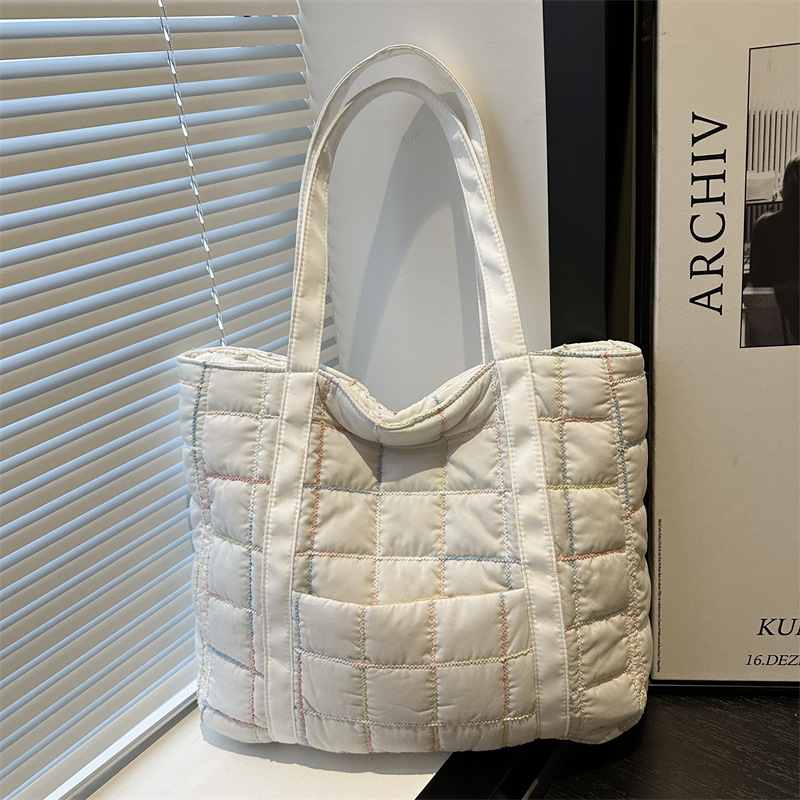 2025 primavera nueva bolsa de algodón bolsa de gran capacidad bolsa de ocio bolsa de moda mujer literaria y artística cuadrada bolsa de hombro de viaje