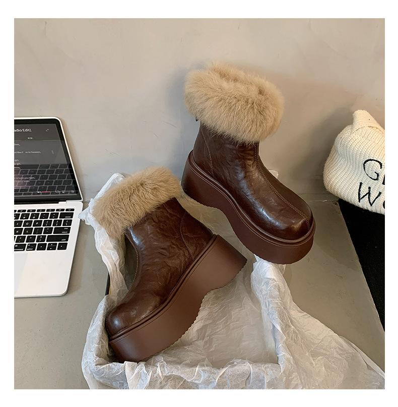 Botas finas elásticas con forro polar grueso y tacones altos, nuevas botas Martin de invierno 2024, zapatos de algodón cálidos para la nieve_voghion.com