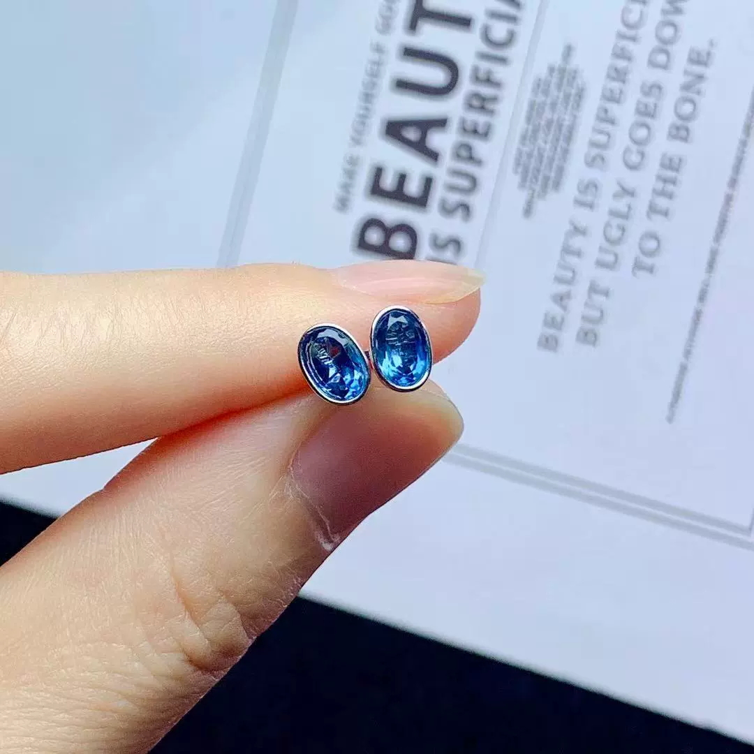 Серьги с лондонским голубым топазом, серебро 925 пробы, простые модные универсальные ювелирные изделия с цветными драгоценными камнями, высококачественные серьги для женщин, оптовая продажа