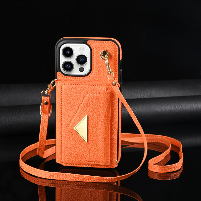 Suitable for iPhone 17, 16, 15, 14, with Accordion-Style Lanyard, Crossbody Card Holder Wallet, and Leather Phone Case