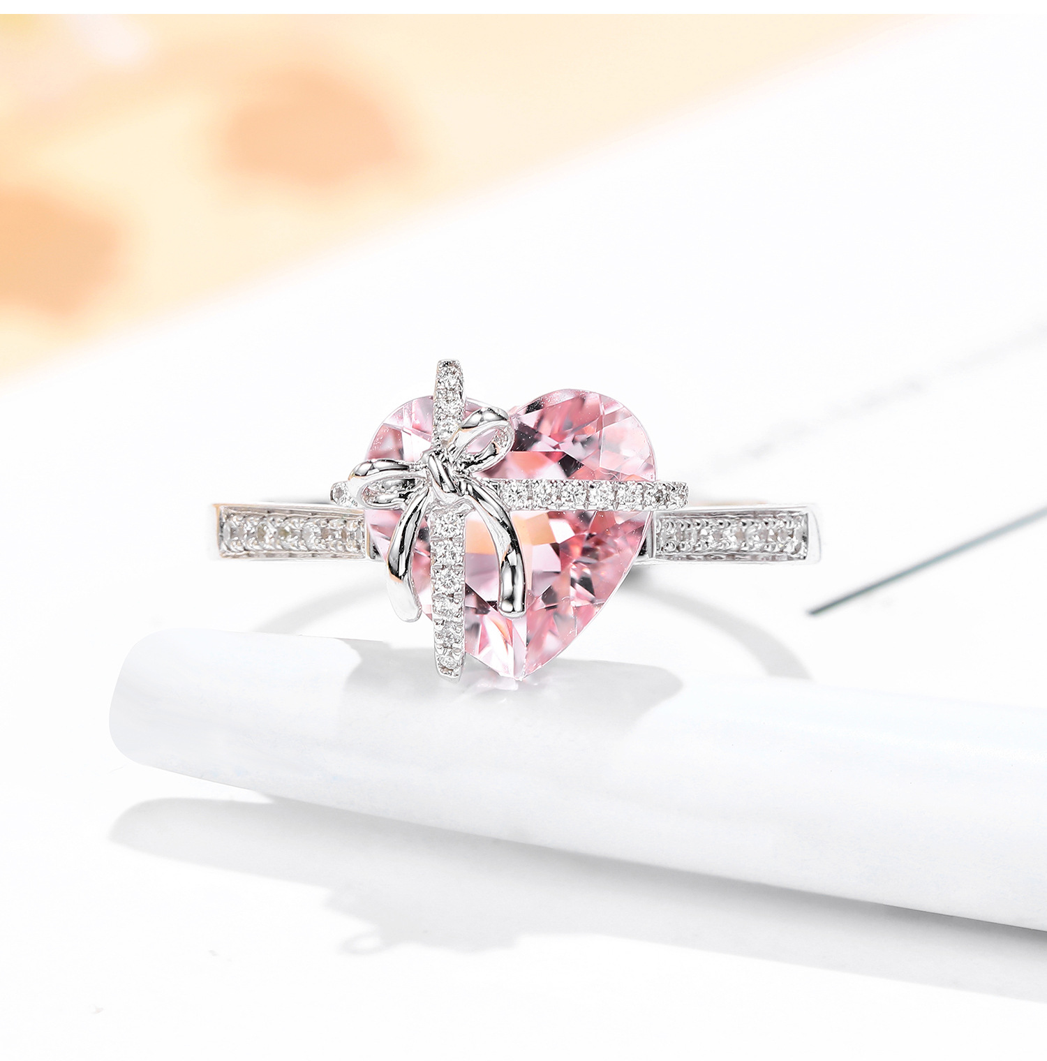 Fashion Heart Shape Copper Inlay Zircon Open Ring 1 Piece display picture 2