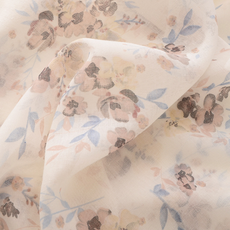 Bufanda de borla de hilo floral fresco artístico de estilo japonés 2021 Nueva bufanda beige elegante de algodón y lino