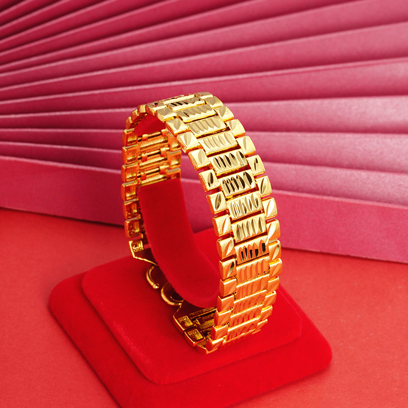 Nueva pulsera de oro arena suministro directo de fábrica boutique coche flor tanque cadena imitación oro amarillo largo tiempo no se desvanece joyería de latón Yiwu