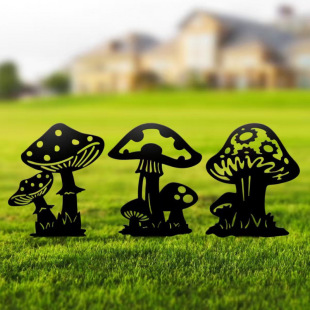 Cross-border Spring Metal Mushroom Floor Decoration Minimalist Plant Pad Signs Garden Outdoor Commemorative Plates