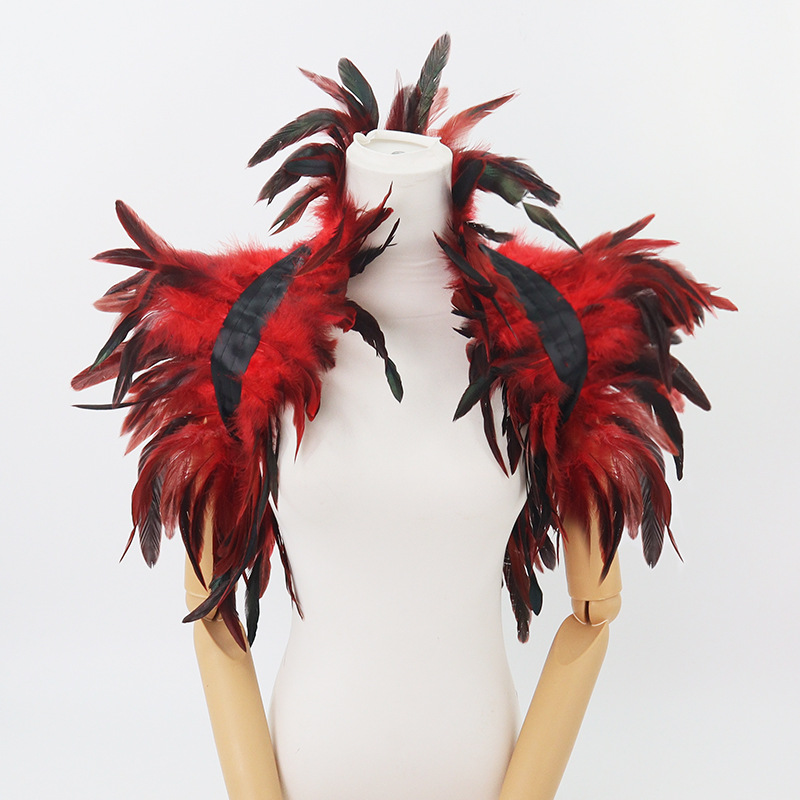 Nuevos productos transfronterizos de plumas, pañuelos de diamante, brazaletes de encaje, espectáculo de baile, vestido sexy, set oscuro