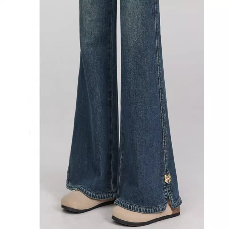Vintage Flared Jeans for Women, Spring and Autumn 2026 New Style, Plus Size, High-Waisted, Slimming, Versatile, Floor-Length, Split Hem Flared Pants Vintage Flared Jeans for Women, Spring and Autumn 2026 New Style, Plus Size, High-Waisted, Slimming, Versatile, Floor-Length, Split Hem Flared Pants