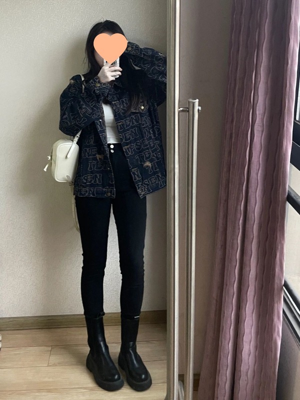 美式复古字母印花牛仔外套女秋冬季新款宽松百搭小众别致翻领夹克|undefined