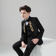 儿童主持人西装礼服2025新款花童小西装男童主持人模特走秀演出服
