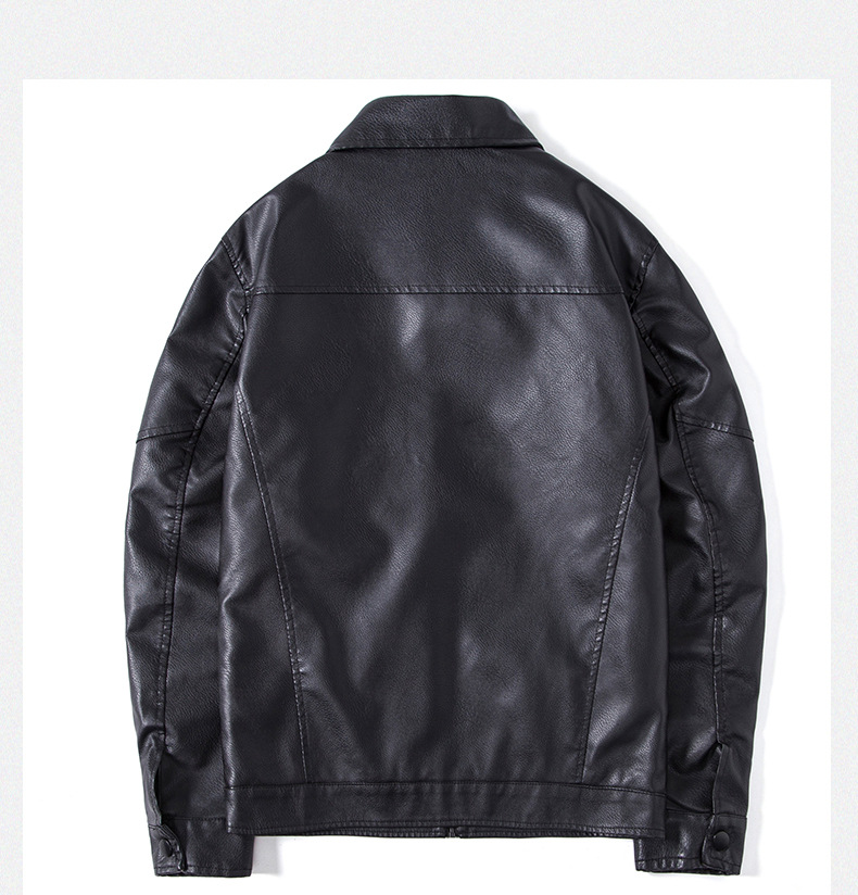 Men's Leather Jacket With Stand Collar Slim Fit Motorcycle Style_voghion.com