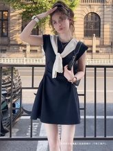 新品活力围巾领港风小飞袖连衣裙设计感减龄显瘦字裙年轻运动