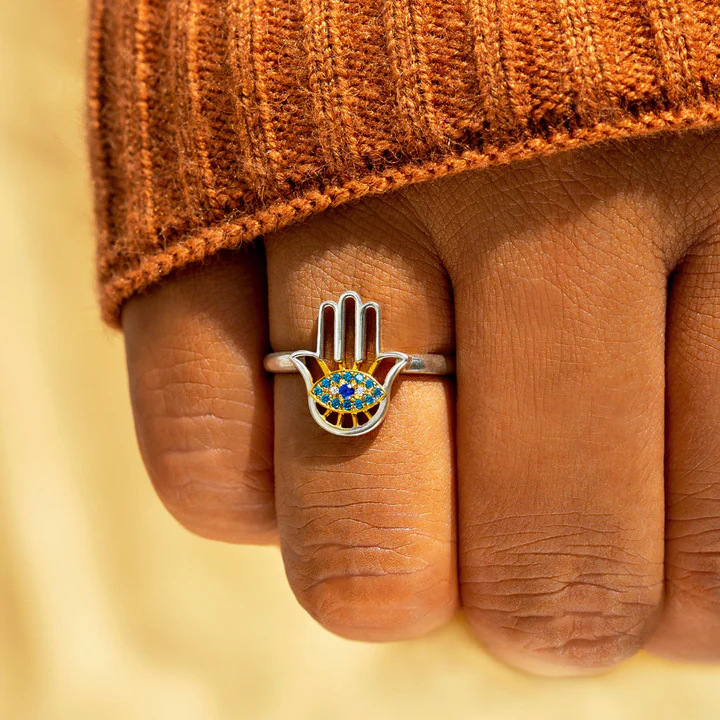 All Seasons Season Unisex Gender Wholesale Jewelry Retro Classic Style Devil's Eye Palm Copper 18K Gold Plated Plating Open Rings