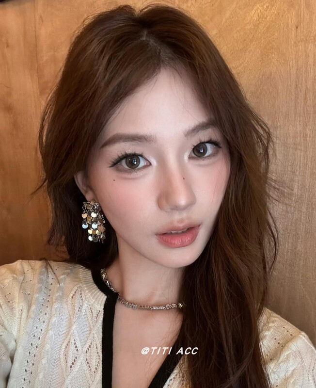 韩系简约银色亮片流苏耳环女款轻奢高级感气质耳钉小众设计感耳饰|undefined