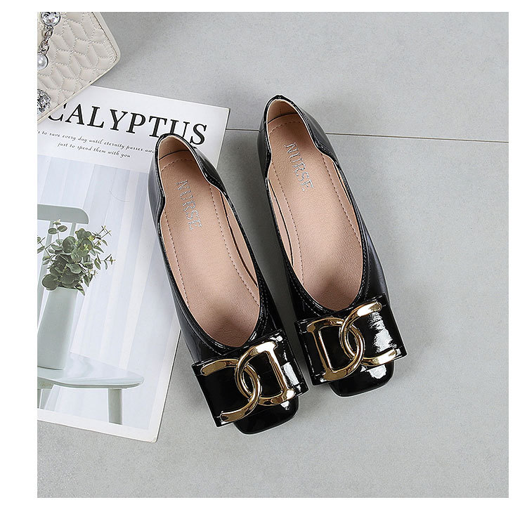Women's Flat Shoes For Women Square Toe Low Heel Casual Work Shoes_voghion.com