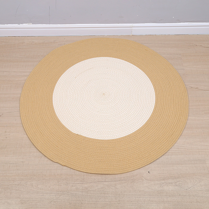Estera de tejido simple sala de estar dormitorio estera antideslizante estera de estera redonda estera de estera de cama retro estera de estera al por mayor
