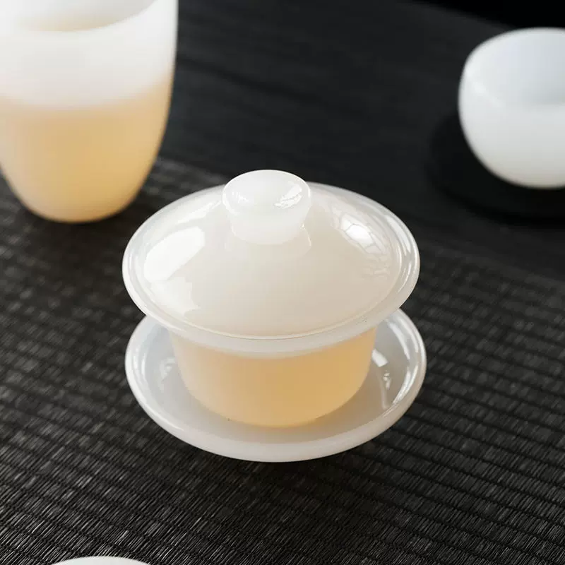 高端琉璃功夫茶具轻奢盖碗高颜值茶具家用耐高温玻璃茶杯礼盒套装