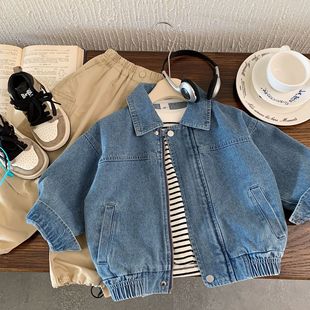 Bangcheng Kidsren's Denim Jacket 2025 Spring & Fall New Korean Style Handsome Jacket for Boys and Girls Huzhou Zhili Kidsren's Clothing Trend