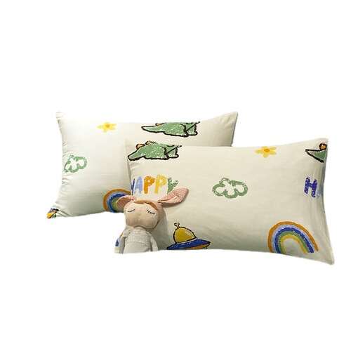 Summer ins small fresh pure cotton pillowcase pure cotton pillowcase single pillowcase 48*74 pair with pillow core leather