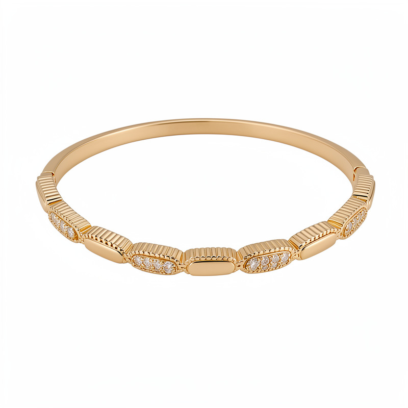 18k oro real electron-pantalón de piedra pulsera de fijación ovalada temperamento delicado pulsera de personalidad joyas de nicho lujosas