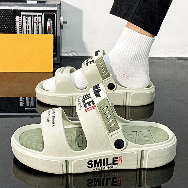 Zapatillas de tamaño grande transfronterizo para hombres de verano, zapatillas de playa huecas antideslizantes para conducir