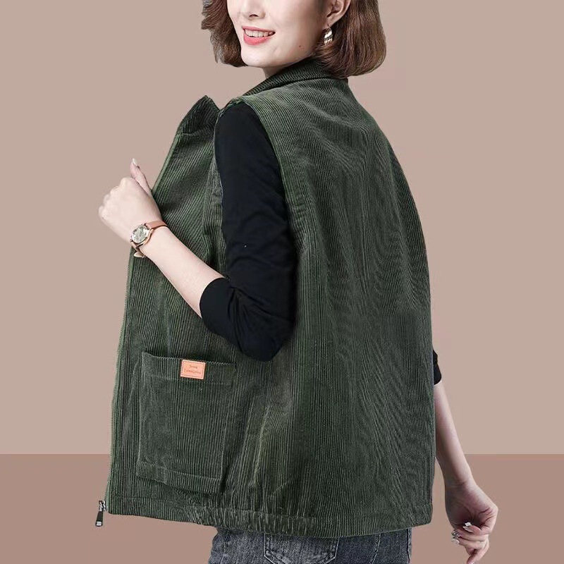 Corduroy Vest Spring and Autumn 2025 New Casual Korean Style Loose Outerwear Vest Versatile Vest Waistoutwear Jacket