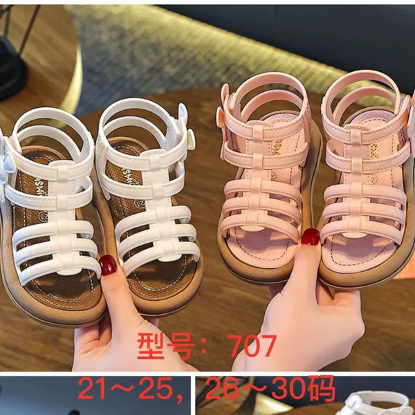 Girls' Roman Sandals 2025 Summer New Fashion Baby Big Children High Top Little Girl Princess Sandals Wholesale