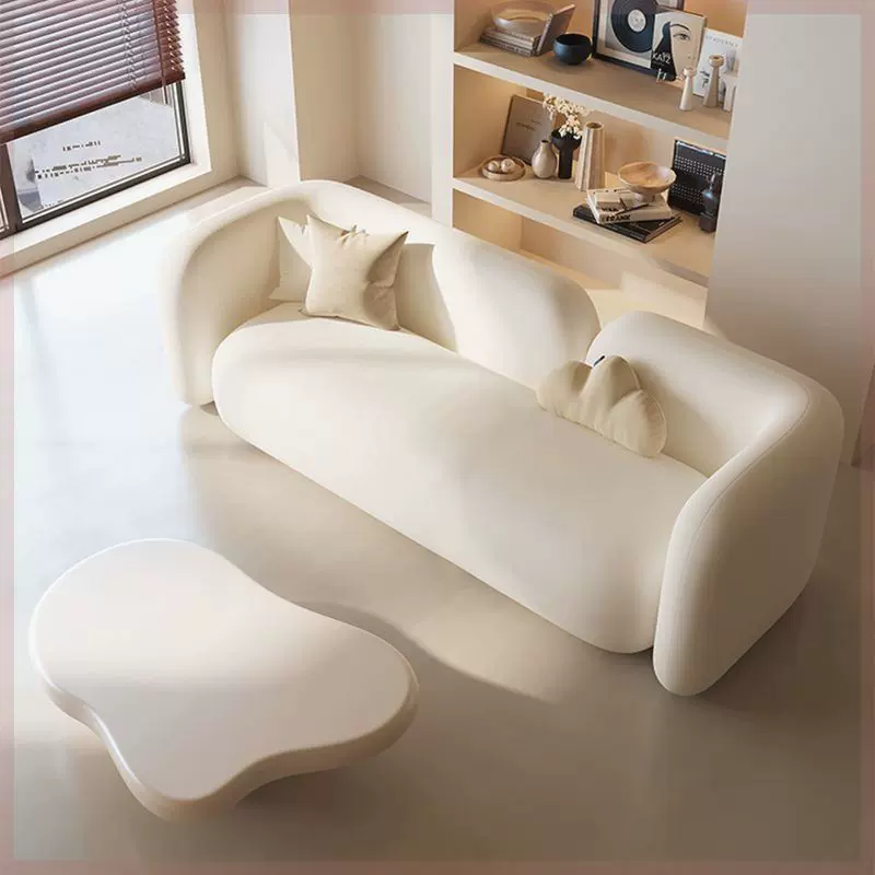 简约现代猫抓皮奶油风布艺沙发适合小户型与服装店网红款