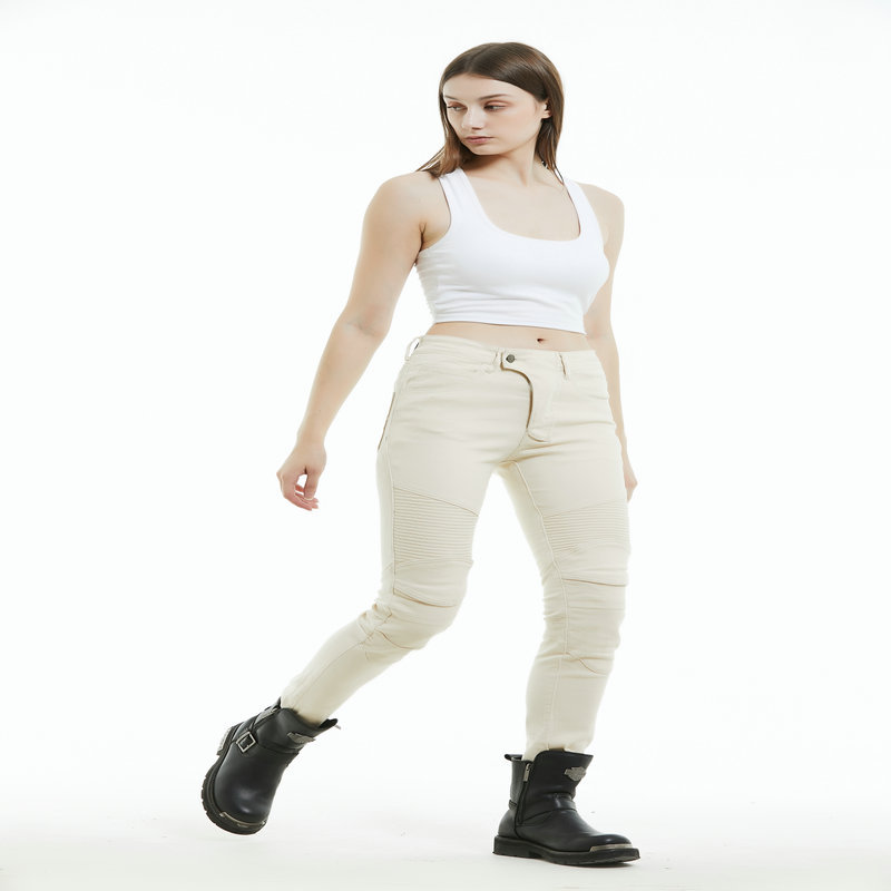 VOLERO motocicleta jeans de las mujeres Caballero vintage beige casual ciclismo pantalones estiramiento a prueba de agua pantalones de coche