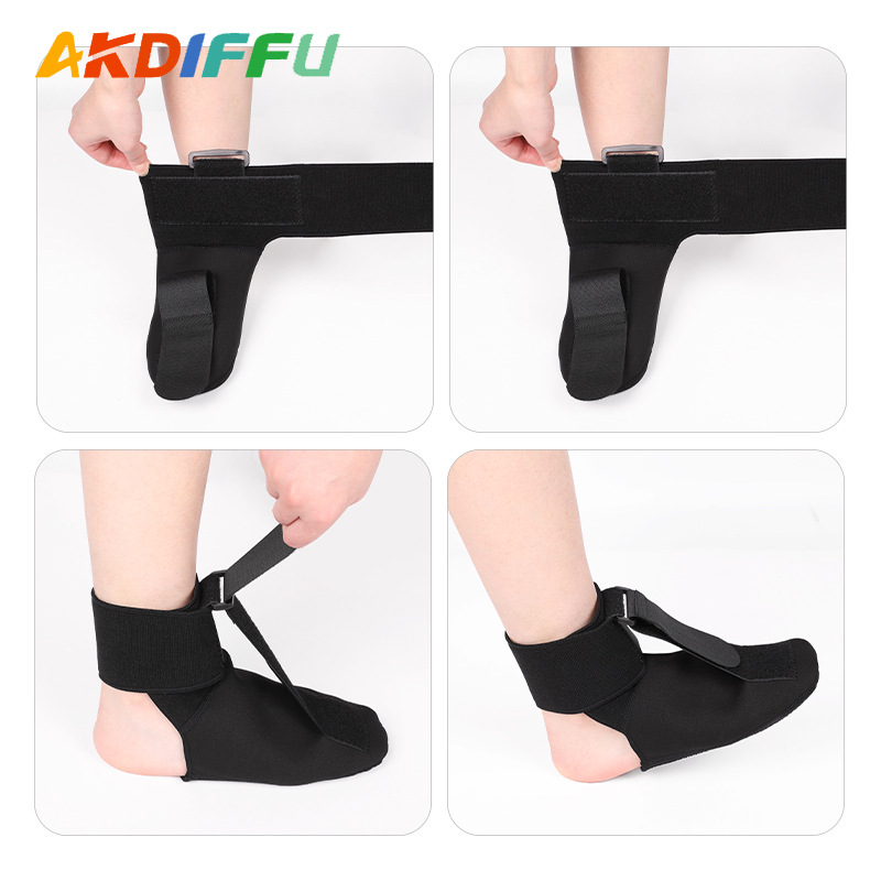 Protector de giro interno y externo del pie, ortesis de caída del pie, soporte de pie ajustable, soporte de tobillo, cinturón de estiramiento nocturno para hombres y mujeres