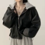 韩国宽松连帽秋冬皮衣