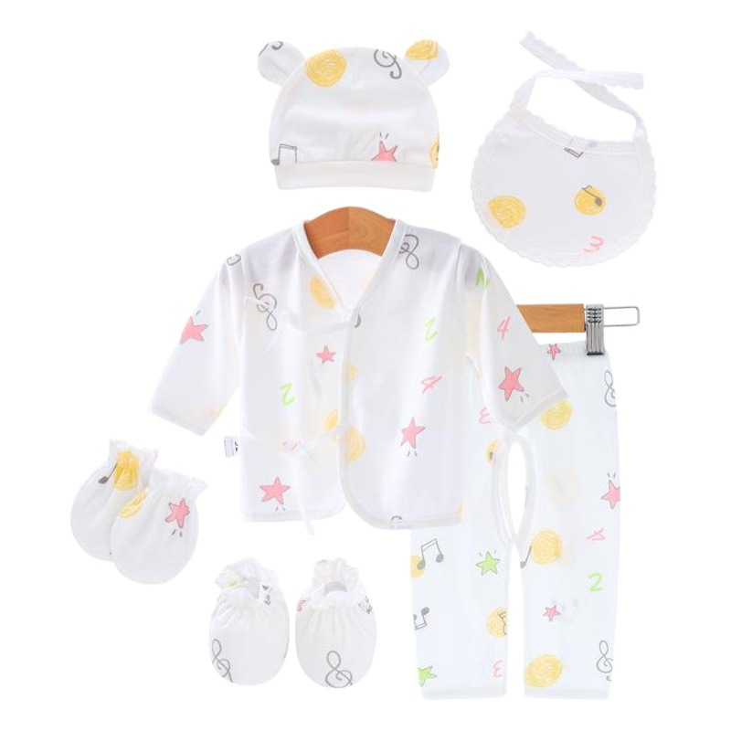 El Comercio exterior europeo y americano recién nacido Ropa bebé de seis piezas ropa de bebé traje bebé anti-arañazos mano pie cubierta babero 821048