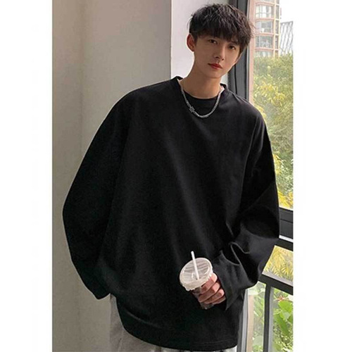 Men's Spring and Autumn Long Sleeve T-Shirt 2025 Trend Brand Ins Inner Layer Loose Casual Base Shirt Versatile Round Neck Top