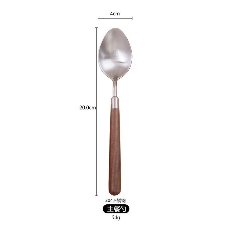高級実木胡桃木柄304ステンレスステーキ刀叉洋食刀フォークスプーンデザート家庭用食器セット|undefined