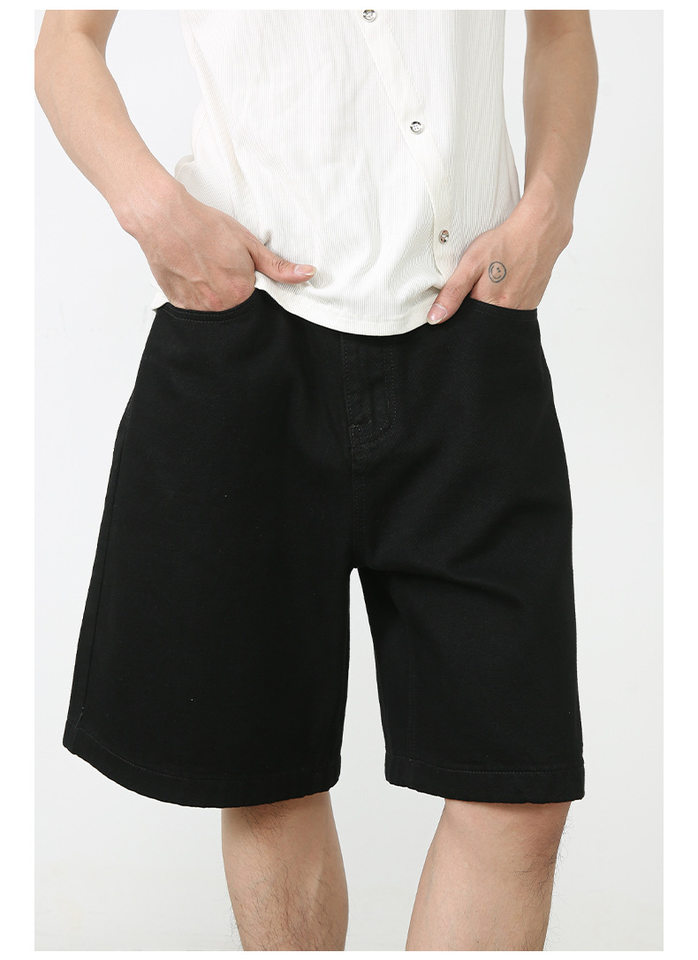 Quần short nam denim họa tiết rằn ri phong cách công sở đi biển — Màu trắng, Màu đen, Màu đất gỉ sét, Ngụy trang màu mơ chi tiết 34
