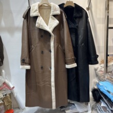 2025冬季高级感羊剪绒仿皮毛一体中长款PU皮加厚大衣时尚外套女