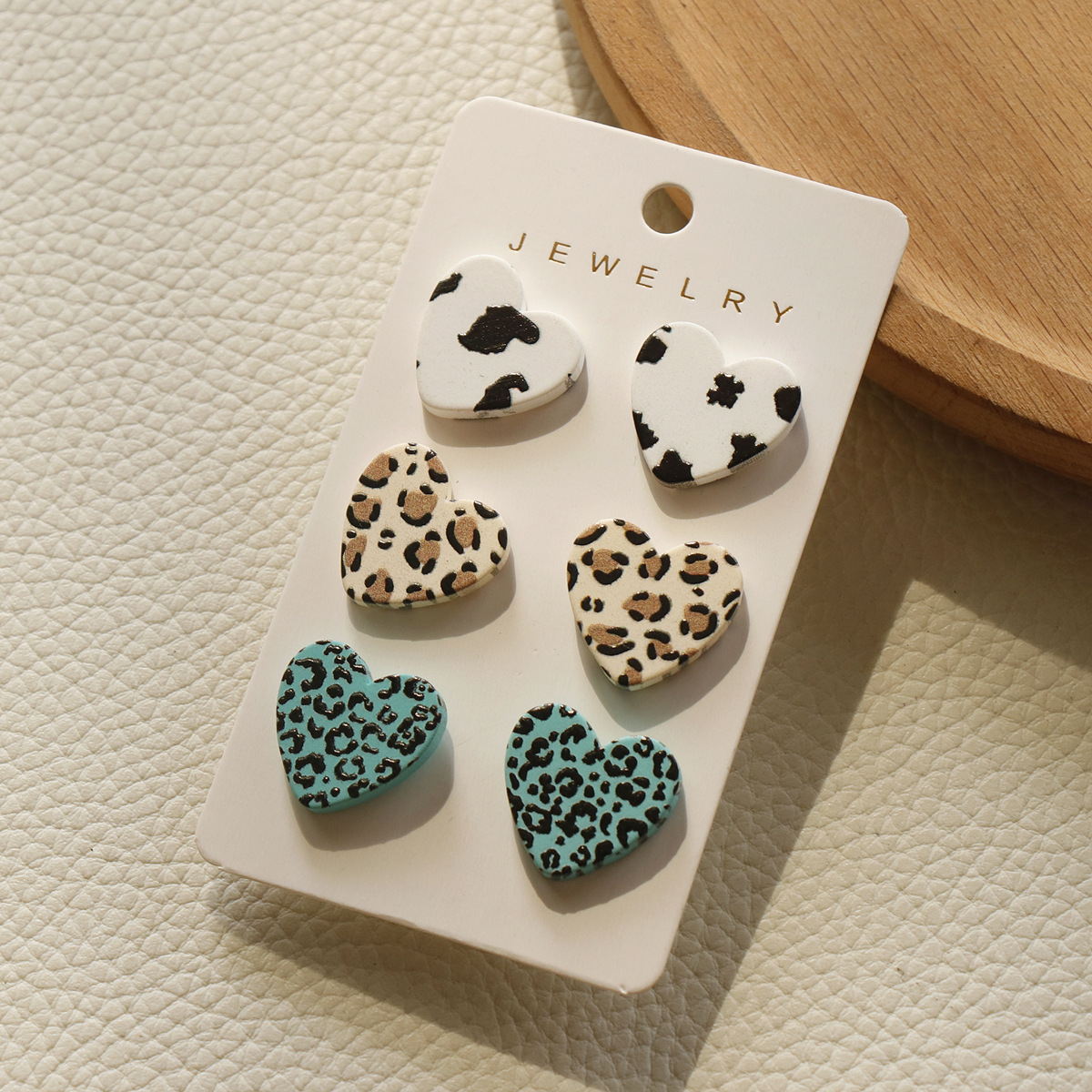 3 Pairs Sweet Color Block Stripe Heart Shape Arylic Valentine's Day Women's Ear Studs display picture 2