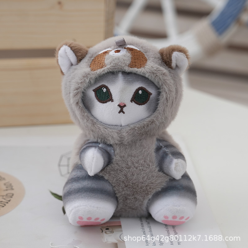 日系可爱萌变装鲨鱼猫毛绒挂件浣熊熊猫包包挂饰情侣挂件玩偶批发|undefined