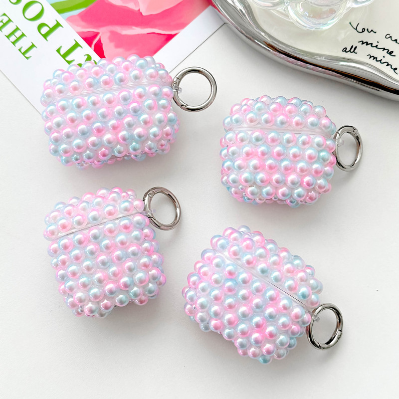 The New Gradient Pearl Earphone Case Is Suitable for AirPods Pro2 Earphone Cases and Is Purely Handmade, Suitable for Apple 4Th Generation Soft Earphones