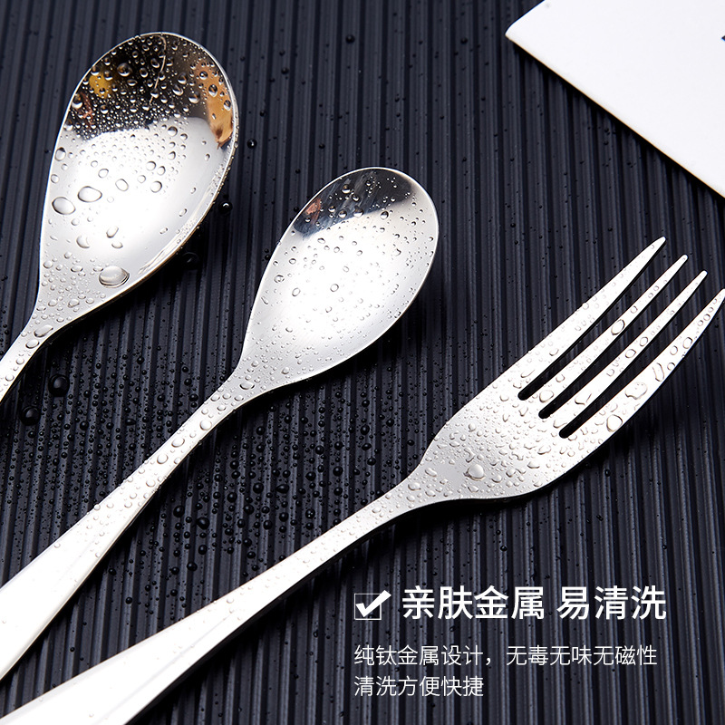 Puro titanio ultraligero tenedor cuchara acampar al aire libre vajilla de titanio portátil con mango largo hogar titanio tenedor cuchara traje de una sola pieza de entrega