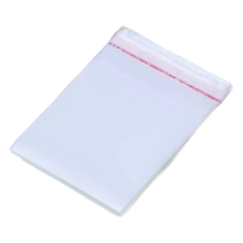 En stock bolsa de plástico autoadhesiva OPP bolsa de embalaje de ropa de joyería orden pequeña bolsa de tarjeta de película Pink Pearl logo impreso
