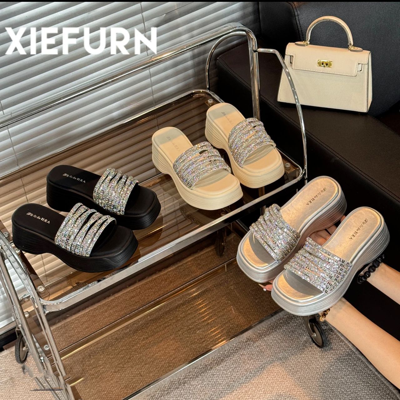 Qadın Rhinestone Platform Ayaqqabı Yay Üçün