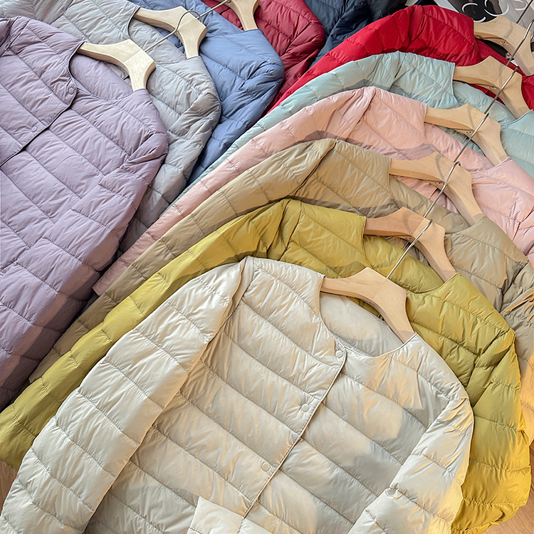 ! Can be stored! White Duck Down! Simple solid color lightweight warm short down jacket autumn and winter