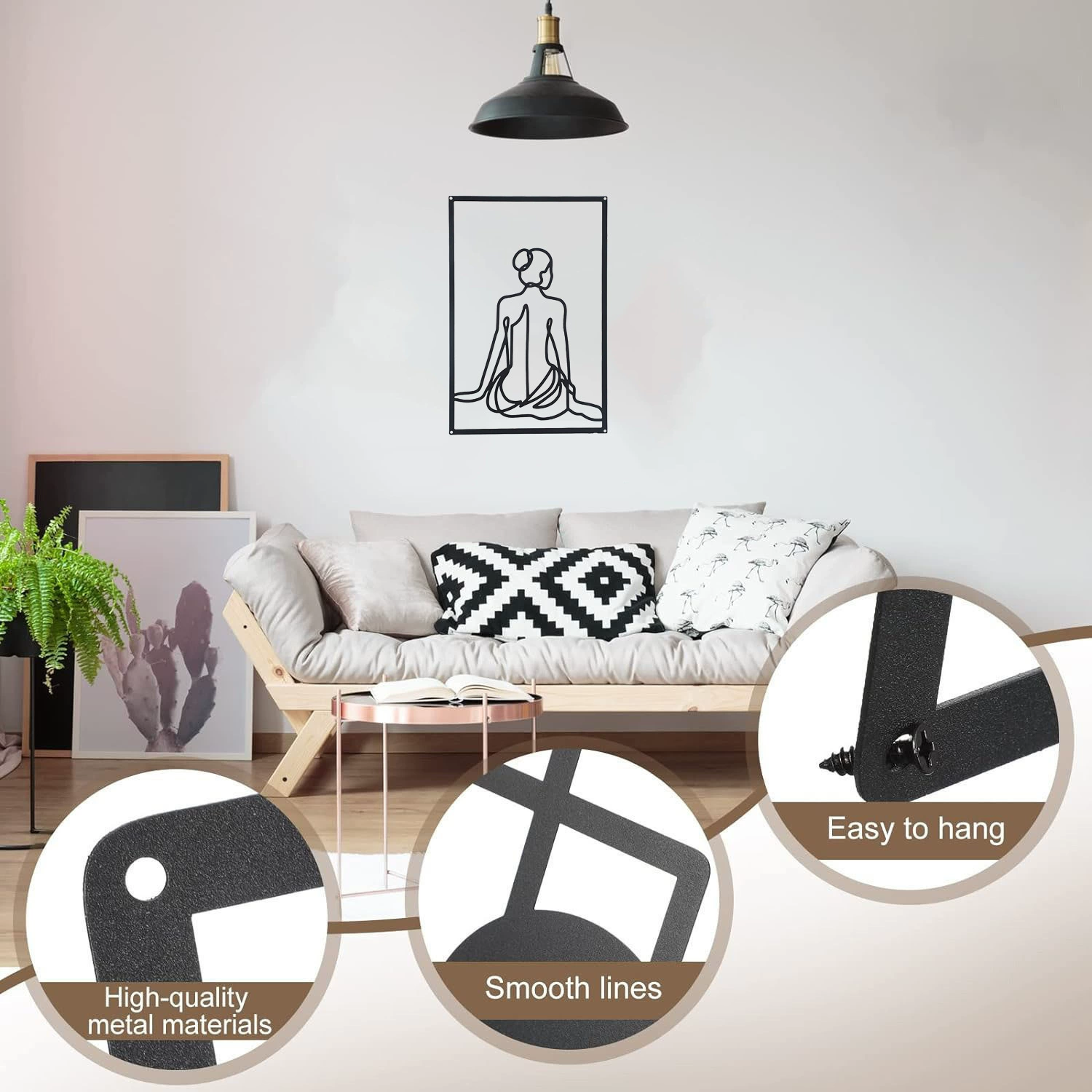 Производители поставляют трансграничные металлические железные женские линии тела силуэты художественные настенные украшения для украшения стен дома